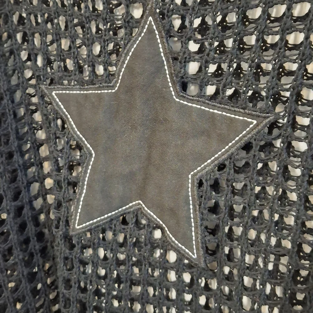 Daisy Street Black Open-Knit Sweater Crochet Top Long Sleeve Star Knit Long Soft - Picture 6 of 9